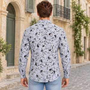 GLESTO men's white floral printed casual shirt – view 7