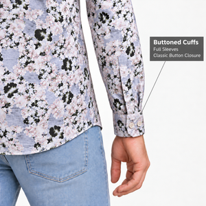 GLESTO men's white floral printed casual shirt – view 4