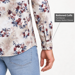 GLESTO men's beige floral printed casual shirt – view 4